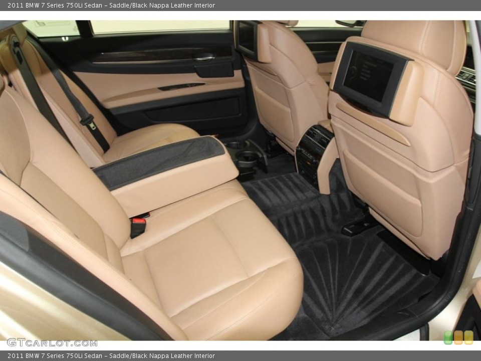 Saddle/Black Nappa Leather Interior Rear Seat for the 2011 BMW 7 Series 750Li Sedan #79084417