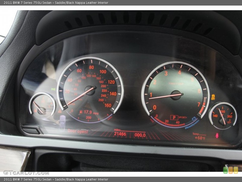 Saddle/Black Nappa Leather Interior Gauges for the 2011 BMW 7 Series 750Li Sedan #79084630