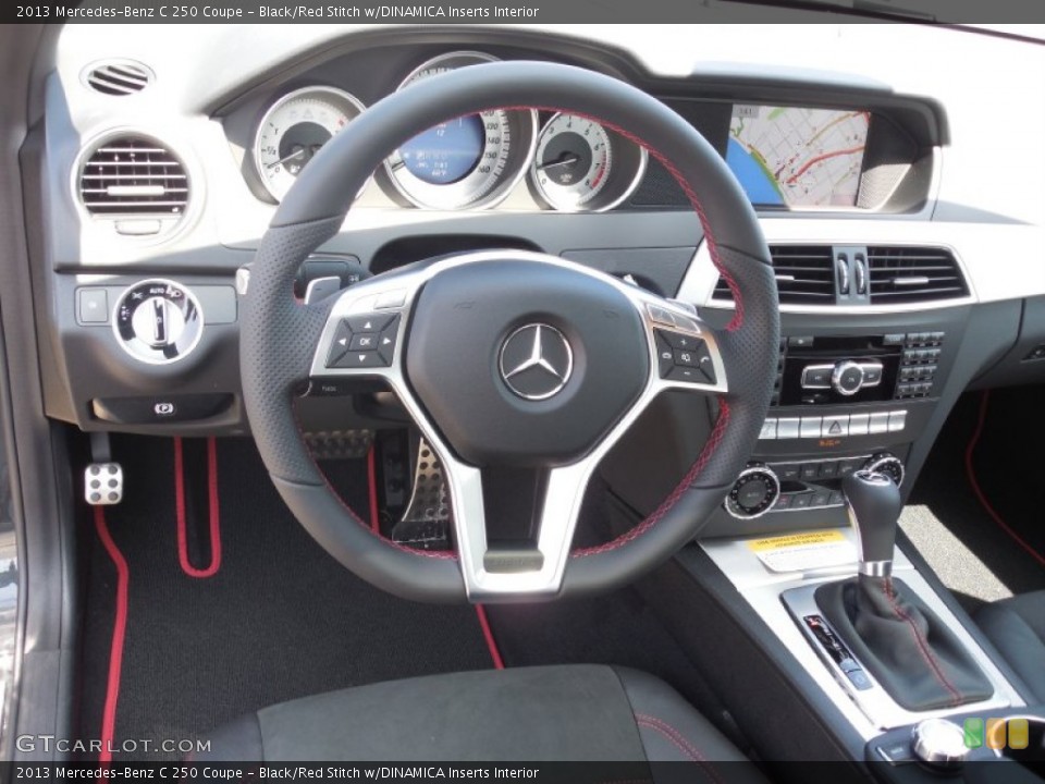 Black/Red Stitch w/DINAMICA Inserts Interior Steering Wheel for the 2013 Mercedes-Benz C 250 Coupe #79086919