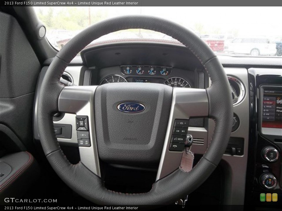 Limited Unique Red Leather Interior Steering Wheel for the 2013 Ford F150 Limited SuperCrew 4x4 #79099978