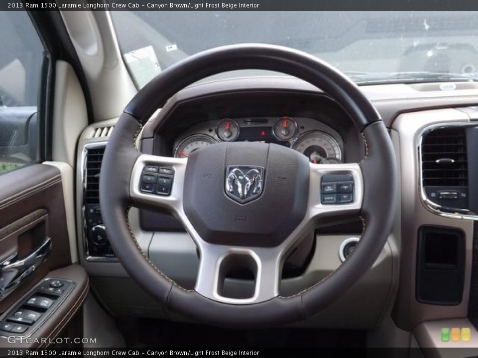 Canyon Brown/Light Frost Beige Interior Steering Wheel for the 2013 Ram 1500 Laramie Longhorn Crew Cab #79113640