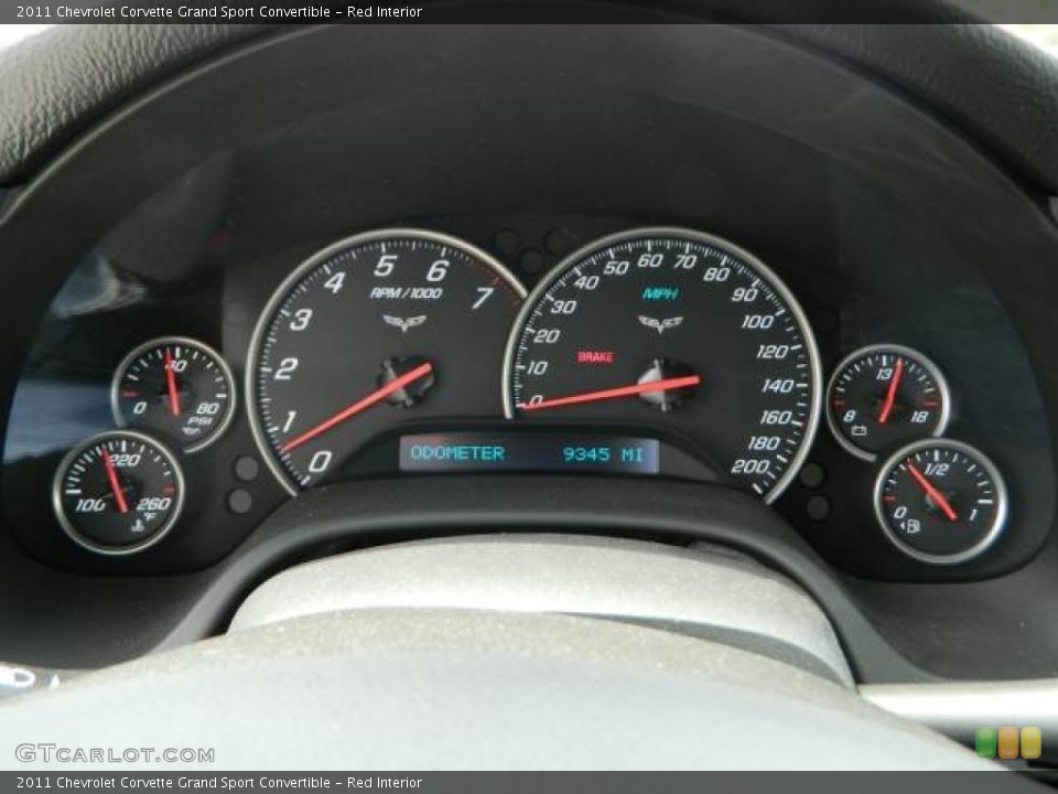 Red Interior Gauges for the 2011 Chevrolet Corvette Grand Sport Convertible #79116322