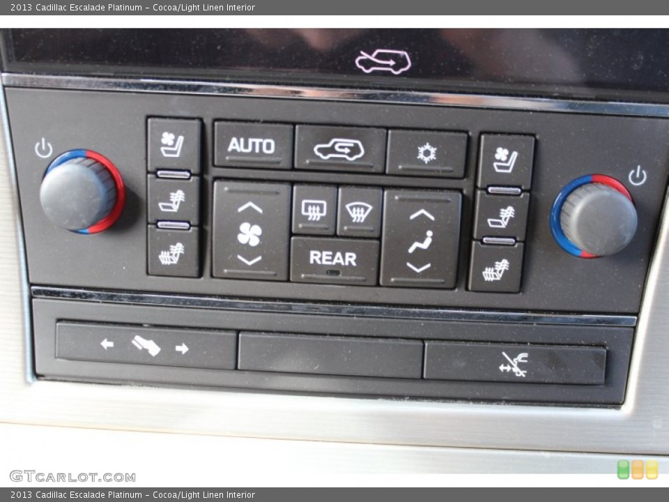 Cocoa/Light Linen Interior Controls for the 2013 Cadillac Escalade Platinum #79124653