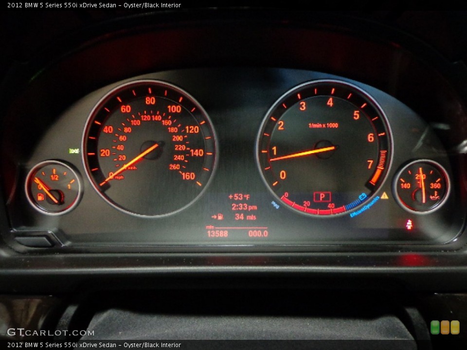 Oyster/Black Interior Gauges for the 2012 BMW 5 Series 550i xDrive Sedan #79127037