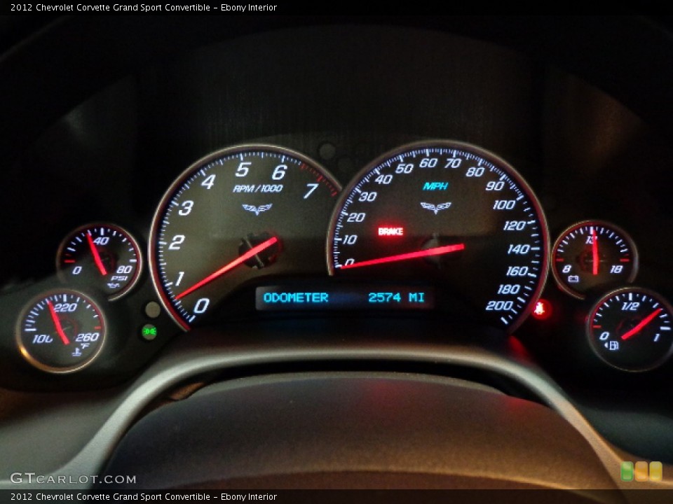 Ebony Interior Gauges for the 2012 Chevrolet Corvette Grand Sport Convertible #79133628