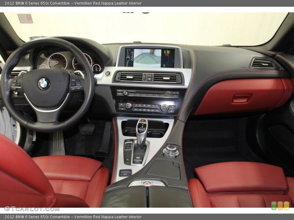 Vermillion Red Nappa Leather Interior Dashboard for the 2012 BMW 6 Series 650i Convertible #79145316