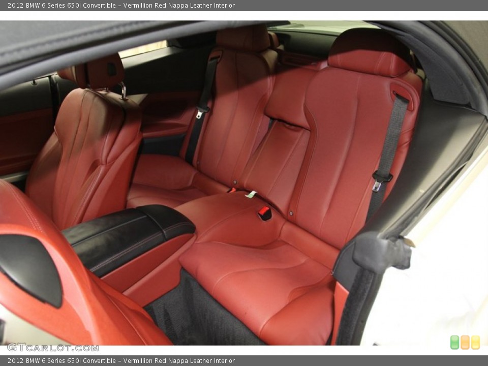 Vermillion Red Nappa Leather Interior Rear Seat for the 2012 BMW 6 Series 650i Convertible #79145377