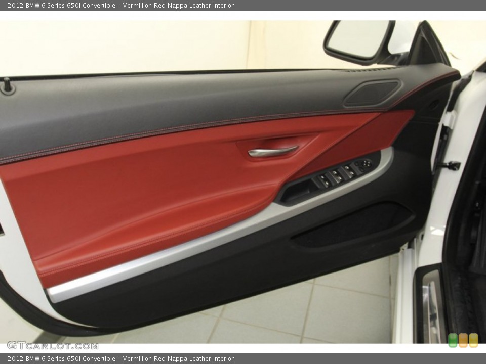 Vermillion Red Nappa Leather Interior Door Panel for the 2012 BMW 6 Series 650i Convertible #79145385