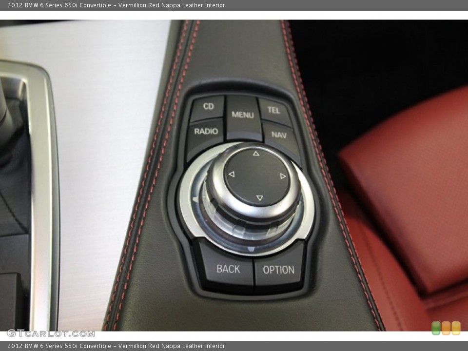 Vermillion Red Nappa Leather Interior Controls for the 2012 BMW 6 Series 650i Convertible #79145466