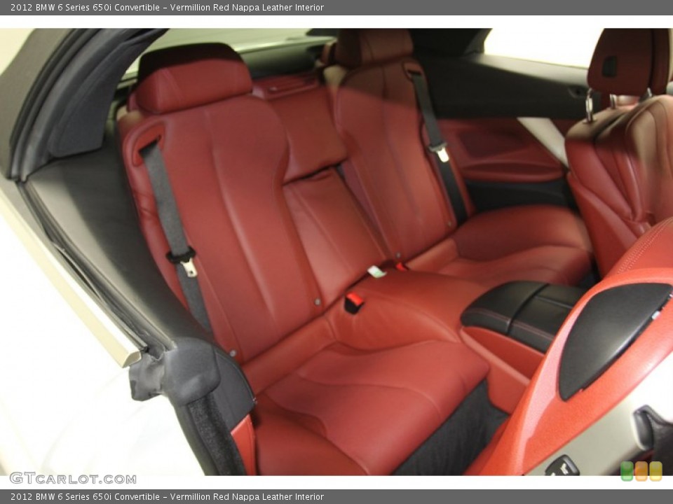 Vermillion Red Nappa Leather Interior Rear Seat for the 2012 BMW 6 Series 650i Convertible #79145528