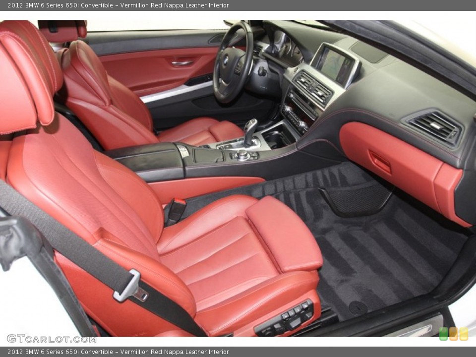 Vermillion Red Nappa Leather Interior Front Seat for the 2012 BMW 6 Series 650i Convertible #79145538