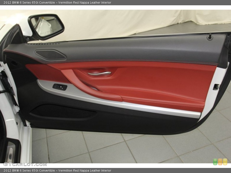 Vermillion Red Nappa Leather Interior Door Panel for the 2012 BMW 6 Series 650i Convertible #79145556