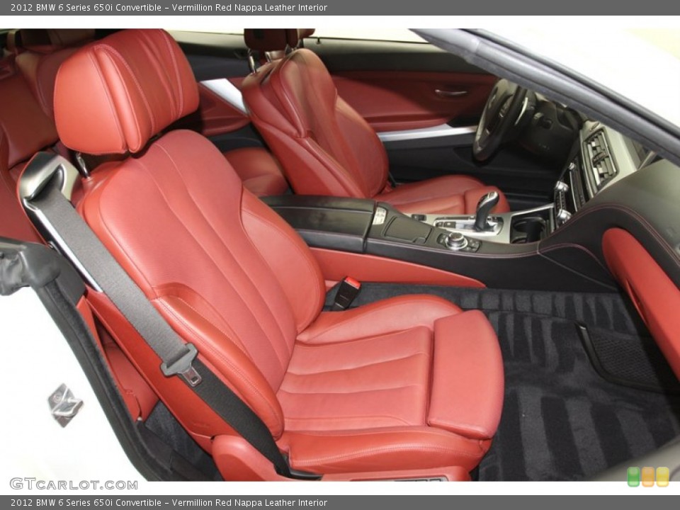 Vermillion Red Nappa Leather Interior Front Seat for the 2012 BMW 6 Series 650i Convertible #79145565