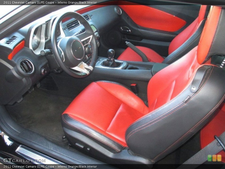 Inferno Orange/Black 2011 Chevrolet Camaro Interiors