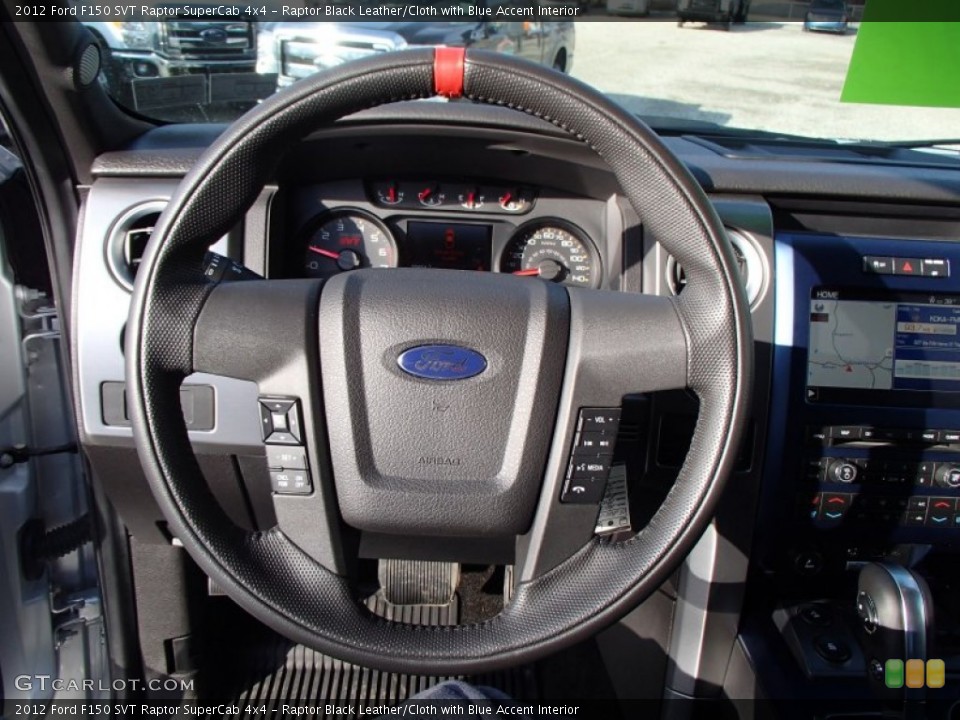 Raptor Black Leather/Cloth with Blue Accent Interior Steering Wheel for the 2012 Ford F150 SVT Raptor SuperCab 4x4 #79168030