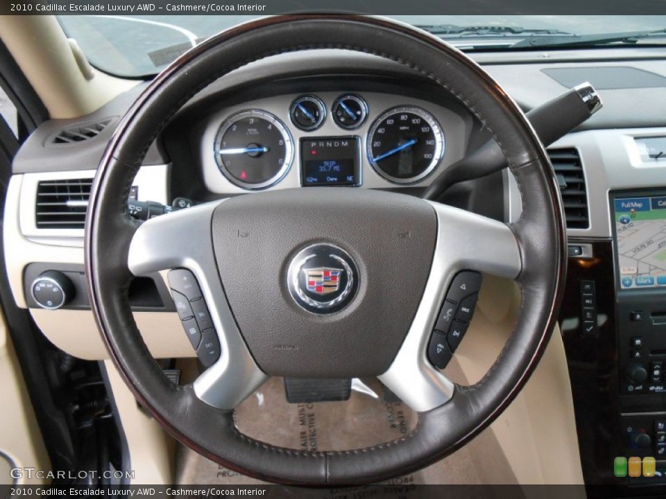 Cashmere/Cocoa Interior Steering Wheel for the 2010 Cadillac Escalade Luxury AWD #79175027