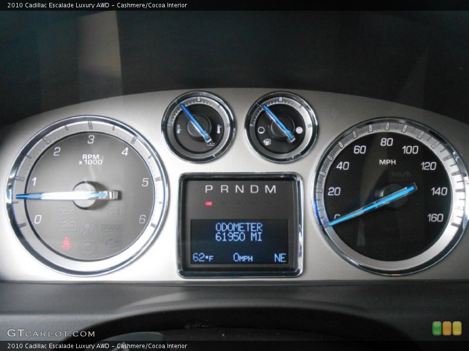 Cashmere/Cocoa Interior Gauges for the 2010 Cadillac Escalade Luxury AWD #79175043