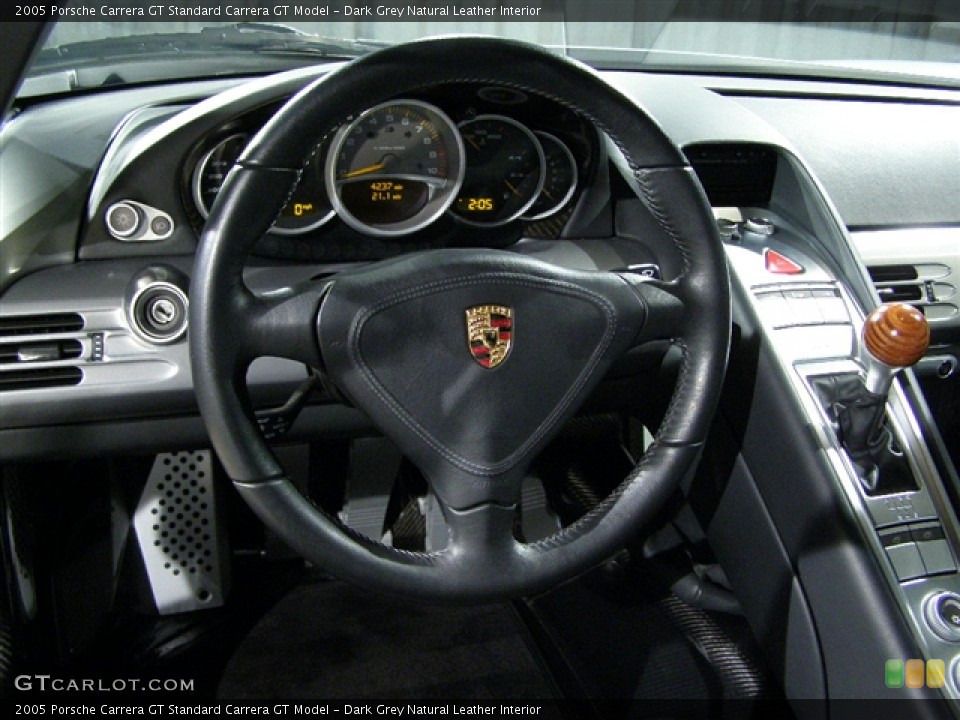 Dark Grey Natural Leather Interior Steering Wheel for the 2005 Porsche Carrera GT  #79254