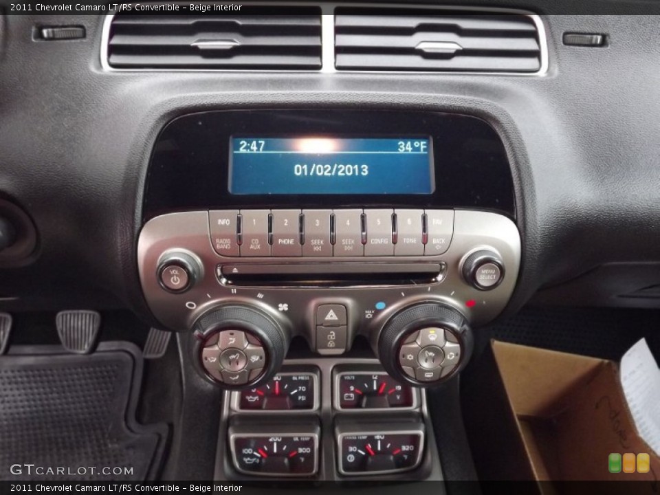 Beige Interior Controls for the 2011 Chevrolet Camaro LT/RS Convertible #79324678