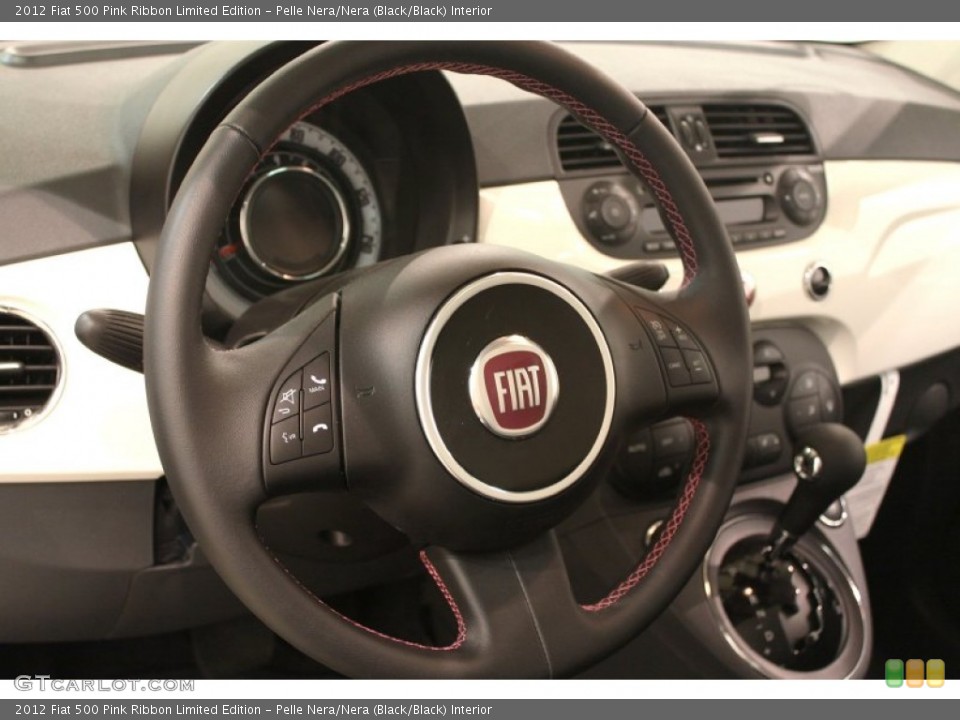 Pelle Nera/Nera (Black/Black) Interior Steering Wheel for the 2012 Fiat 500 Pink Ribbon Limited Edition #79466548