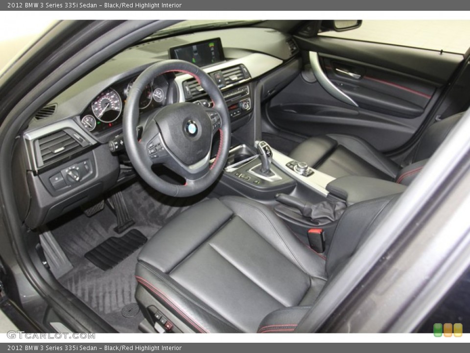 Black/Red Highlight 2012 BMW 3 Series Interiors