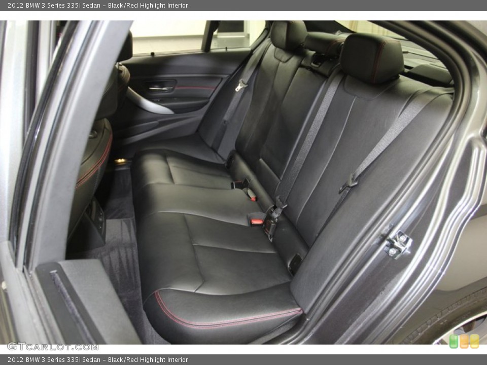Black/Red Highlight Interior Rear Seat for the 2012 BMW 3 Series 335i Sedan #79467244