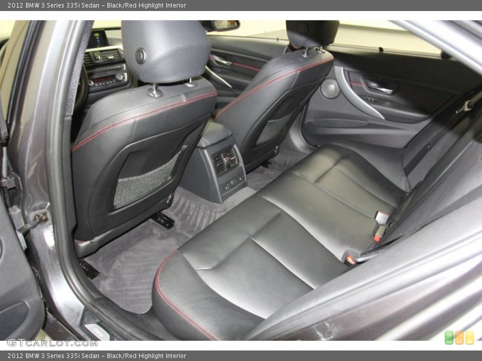 Black/Red Highlight Interior Rear Seat for the 2012 BMW 3 Series 335i Sedan #79467530