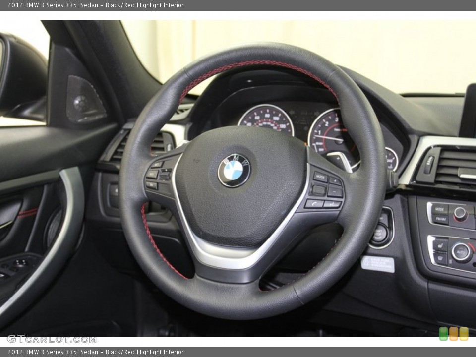 Black/Red Highlight Interior Steering Wheel for the 2012 BMW 3 Series 335i Sedan #79467564