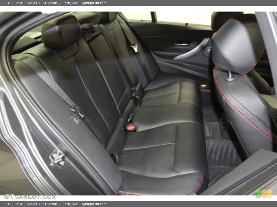 Black/Red Highlight Interior Rear Seat for the 2012 BMW 3 Series 335i Sedan #79467662