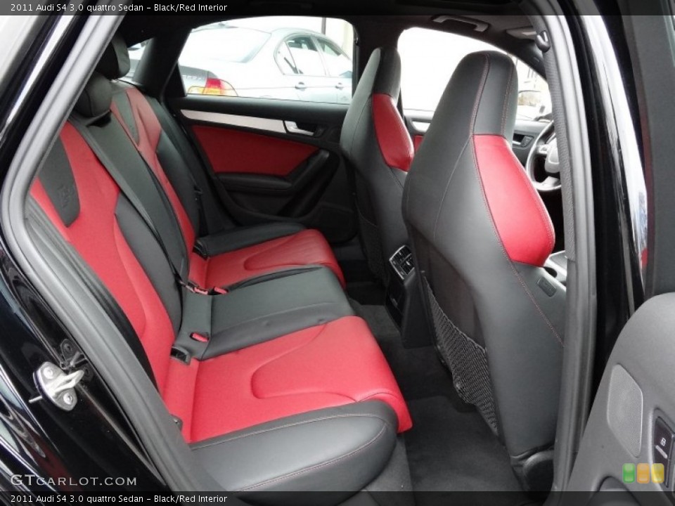 Black/Red Interior Rear Seat for the 2011 Audi S4 3.0 quattro Sedan #79488521