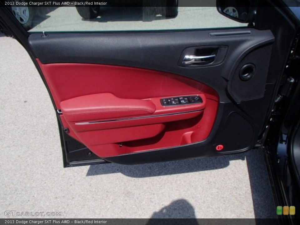Black/Red Interior Door Panel for the 2013 Dodge Charger SXT Plus AWD #79560631