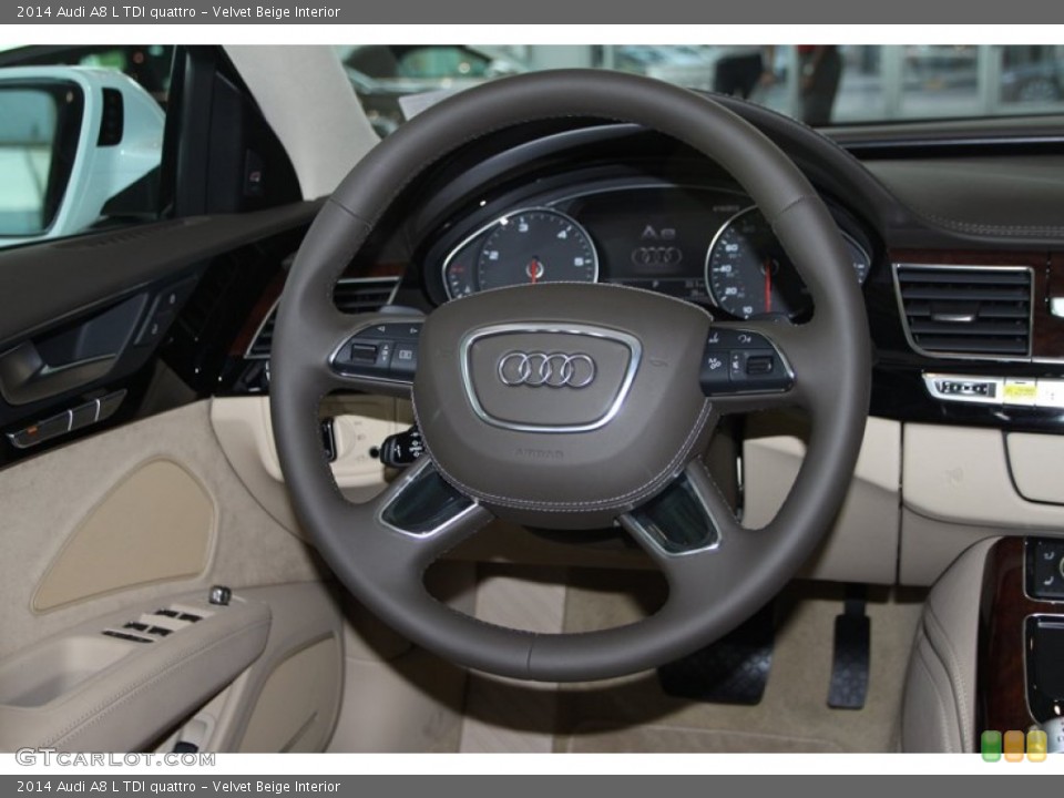 Velvet Beige Interior Steering Wheel for the 2014 Audi A8 L TDI quattro #79589991