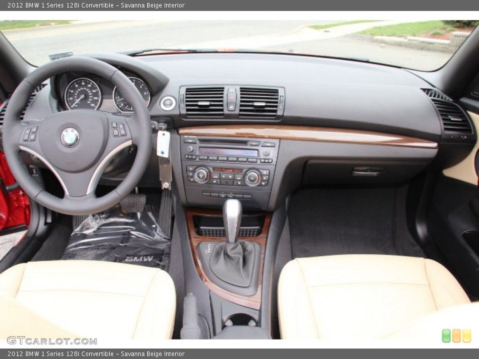 Savanna Beige Interior Dashboard for the 2012 BMW 1 Series 128i Convertible #79632901