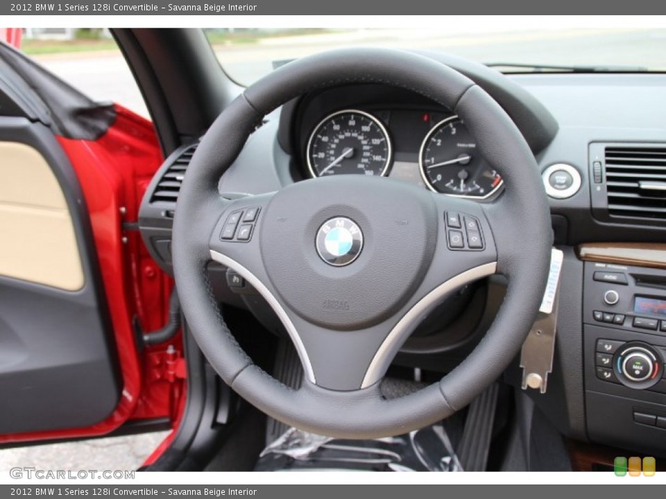 Savanna Beige Interior Steering Wheel for the 2012 BMW 1 Series 128i Convertible #79632956