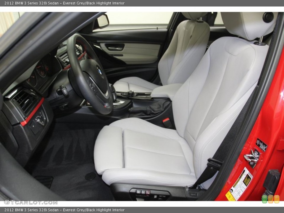 Everest Grey/Black Highlight Interior Front Seat for the 2012 BMW 3 Series 328i Sedan #79654697