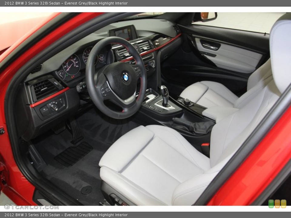 Everest Grey/Black Highlight Interior Prime Interior for the 2012 BMW 3 Series 328i Sedan #79654868