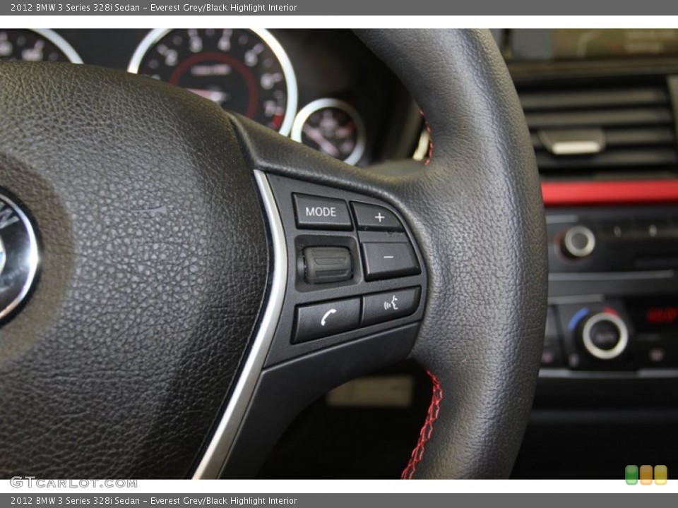 Everest Grey/Black Highlight Interior Controls for the 2012 BMW 3 Series 328i Sedan #79655117