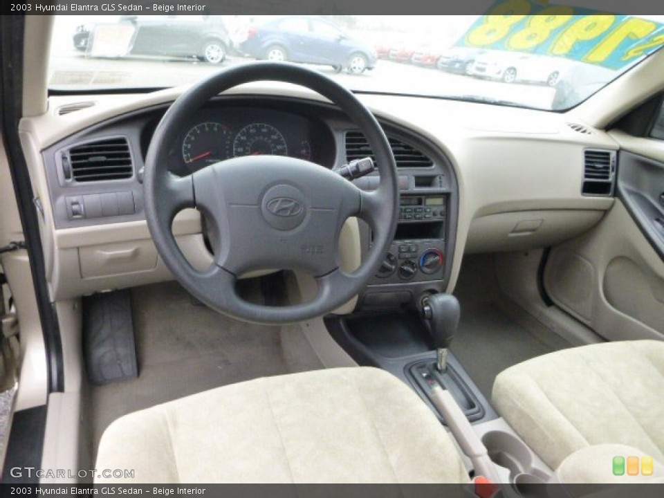 Beige Interior Prime Interior for the 2003 Hyundai Elantra GLS Sedan #79663116