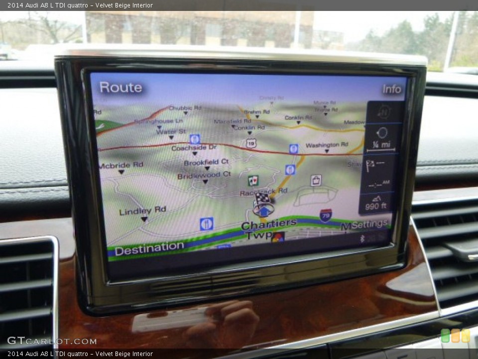 Velvet Beige Interior Navigation for the 2014 Audi A8 L TDI quattro #79665375