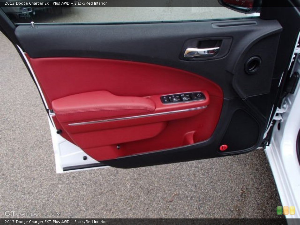 Black/Red Interior Door Panel for the 2013 Dodge Charger SXT Plus AWD #79741286