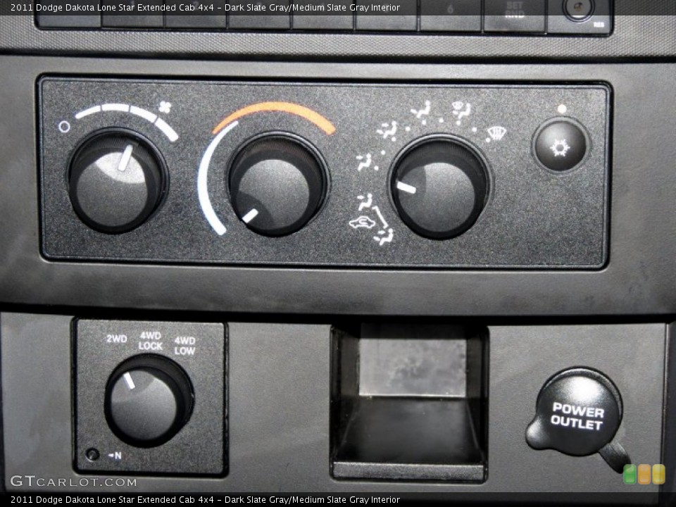 Dark Slate Gray/Medium Slate Gray Interior Controls for the 2011 Dodge Dakota Lone Star Extended Cab 4x4 #79749214