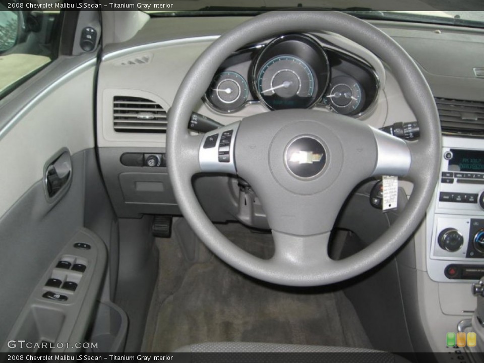 Titanium Gray Interior Steering Wheel for the 2008 Chevrolet Malibu LS Sedan #79764672