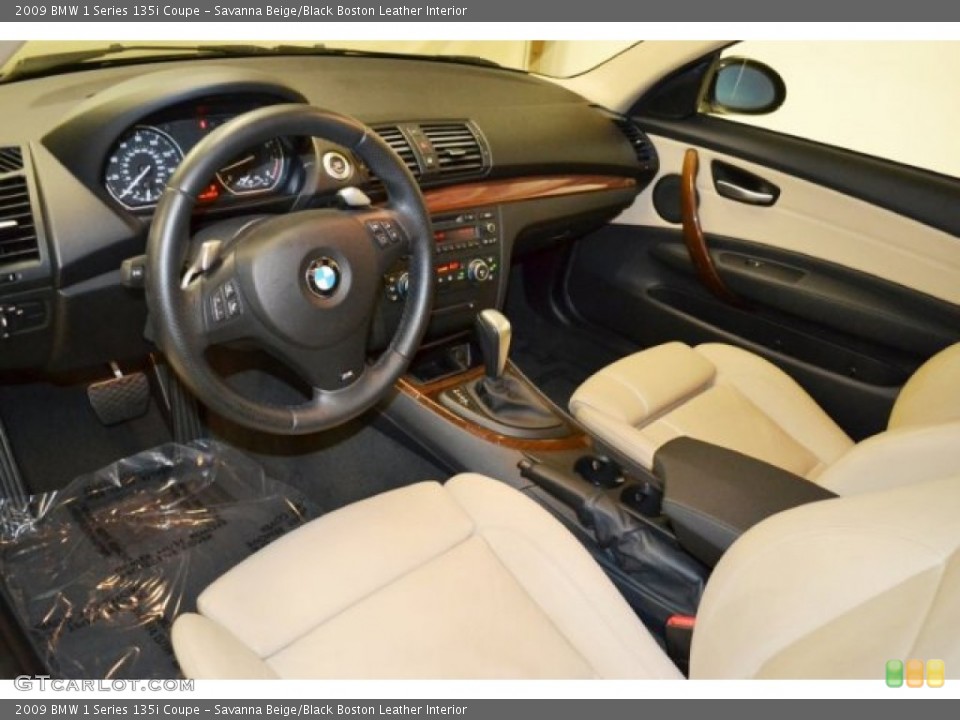 Savanna Beige/Black Boston Leather Interior Prime Interior for the 2009 BMW 1 Series 135i Coupe #79797277