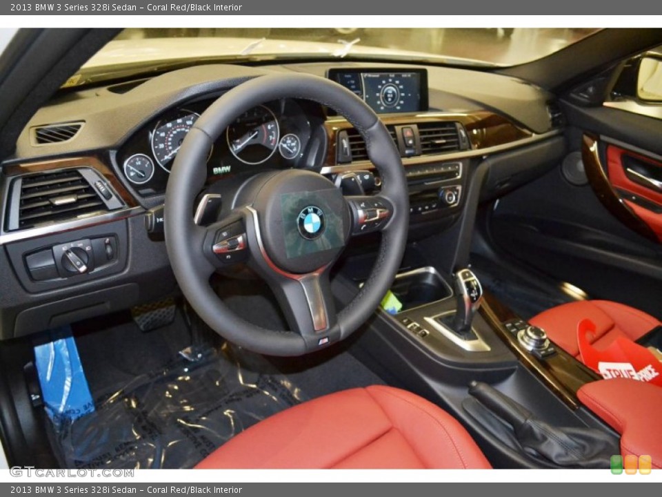 Coral Red/Black Interior Prime Interior for the 2013 BMW 3 Series 328i Sedan #79815070