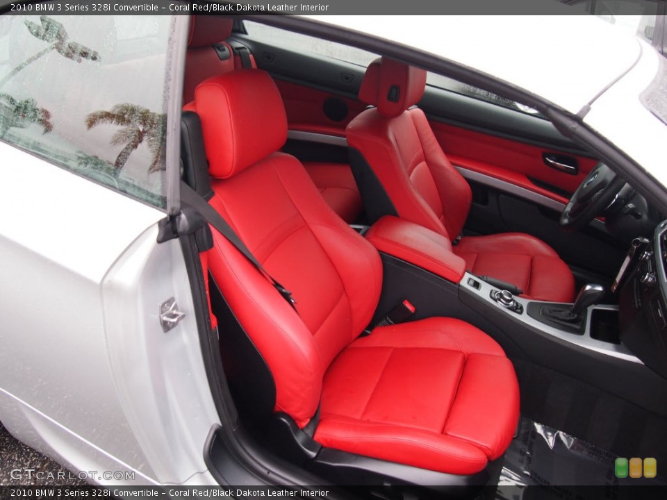 Coral Red/Black Dakota Leather Interior Photo for the 2010 BMW 3 Series 328i Convertible #79818469