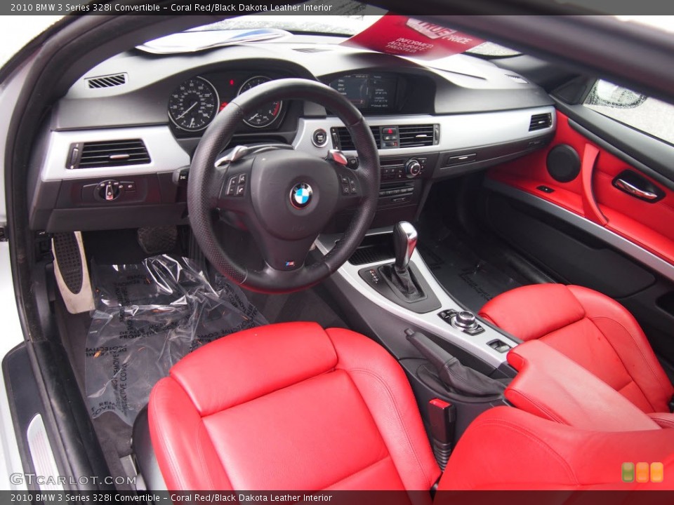 Coral Red/Black Dakota Leather Interior Prime Interior for the 2010 BMW 3 Series 328i Convertible #79818628