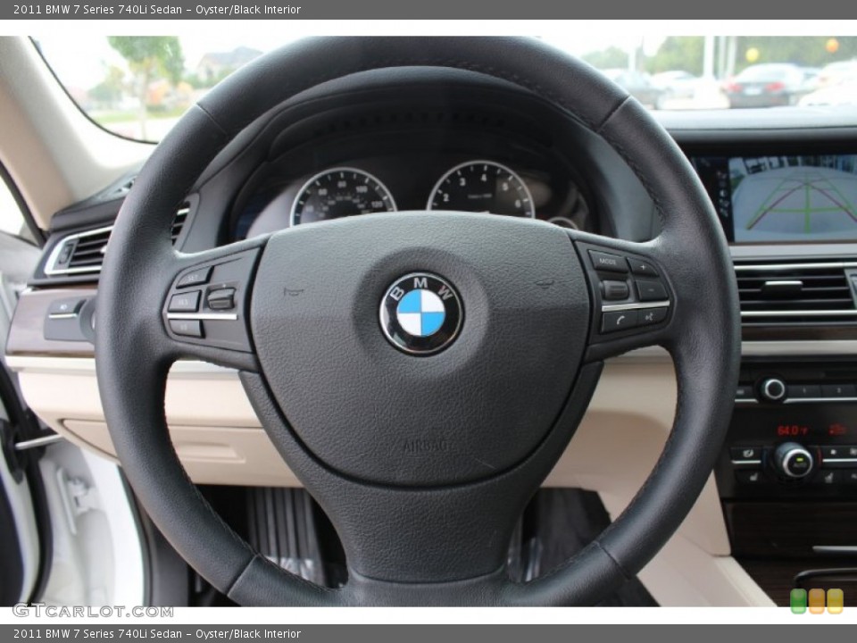 Oyster/Black Interior Steering Wheel for the 2011 BMW 7 Series 740Li Sedan #79845444
