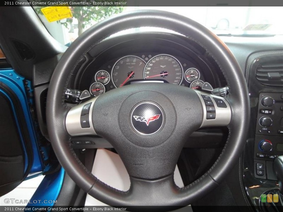 Ebony Black Interior Steering Wheel for the 2011 Chevrolet Corvette Grand Sport Convertible #79863856