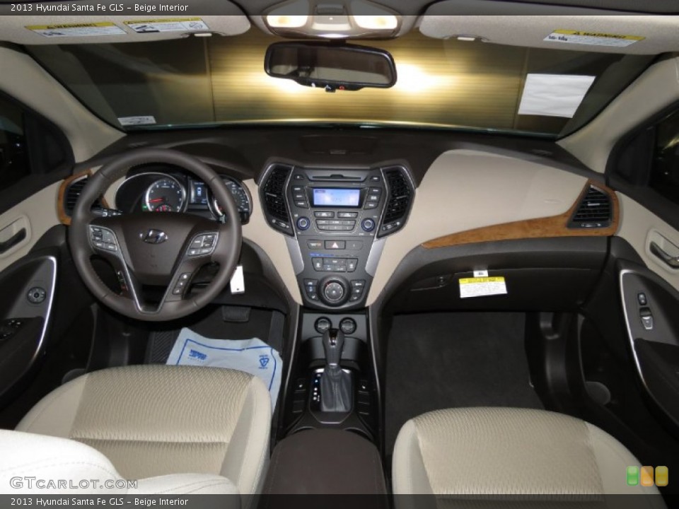 Beige Interior Dashboard for the 2013 Hyundai Santa Fe GLS #79877415