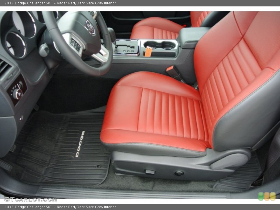 Radar Red/Dark Slate Gray Interior Front Seat for the 2013 Dodge Challenger SXT #79891026